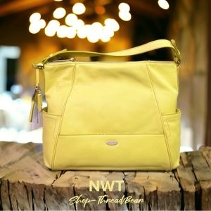 Wow! [TAHARI] Leather Purse - Shoulder Bag or Large Tote | Bright Yellow - NWT!